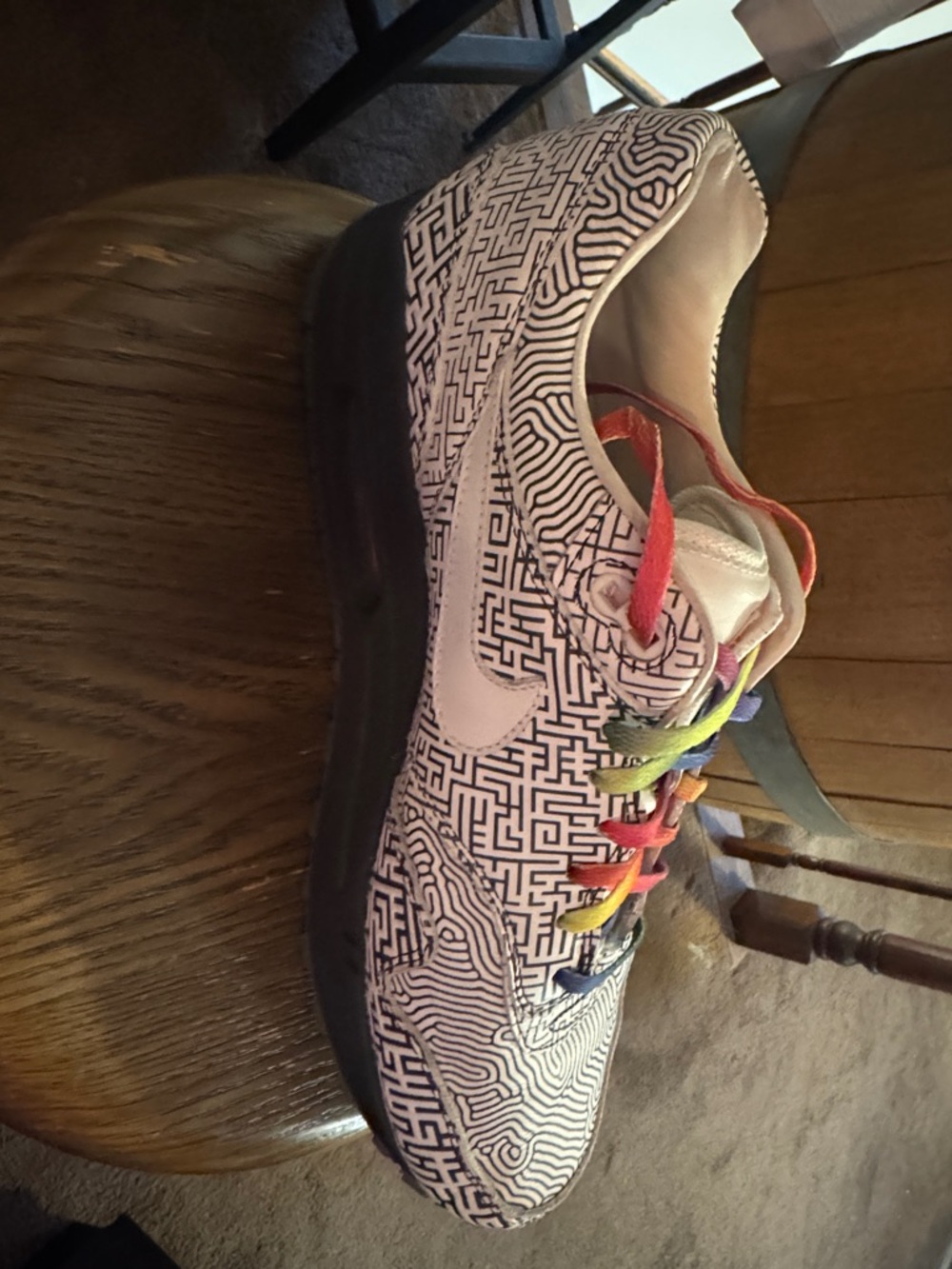 Nike Low Top Sneakers - Black & White with Rainbow Laces - Picture 3 of 16